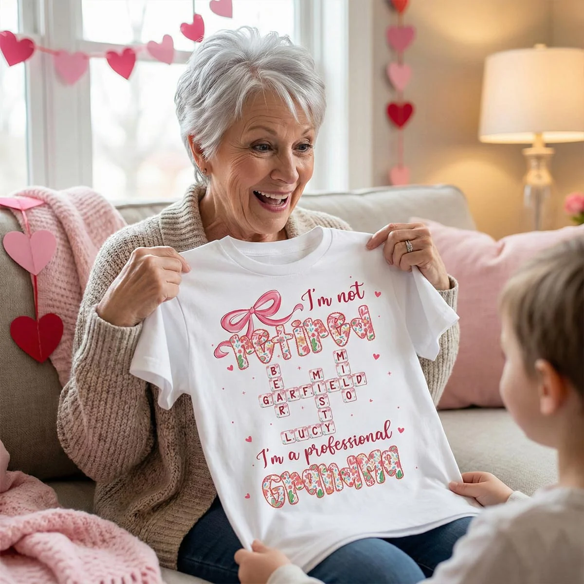 Coquette Not Retired Professional Grandma Crossword Art - Personalized Shirt - Gift For Grandma, Funny Shirt For Grandma - Image 2