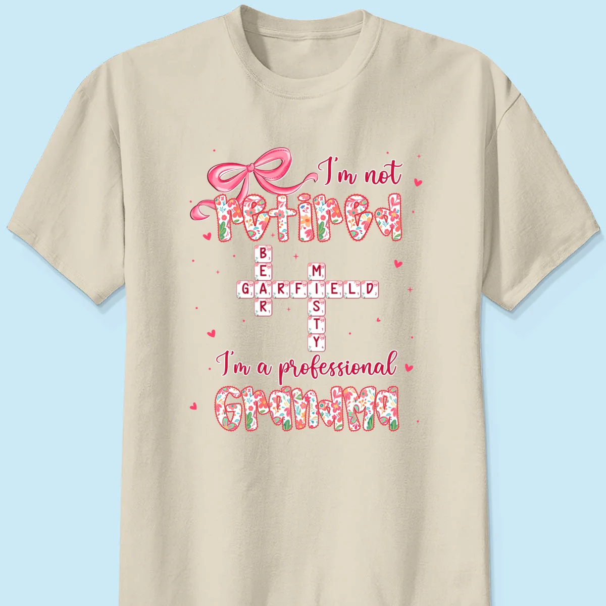 Coquette Not Retired Professional Grandma Crossword Art - Personalized Shirt - Gift For Grandma, Funny Shirt For Grandma - Image 22