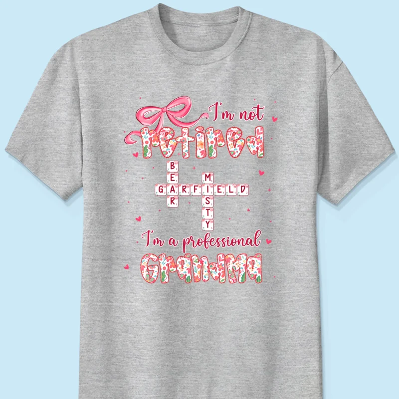 Coquette Not Retired Professional Grandma Crossword Art - Personalized Shirt - Gift For Grandma, Funny Shirt For Grandma - Image 24