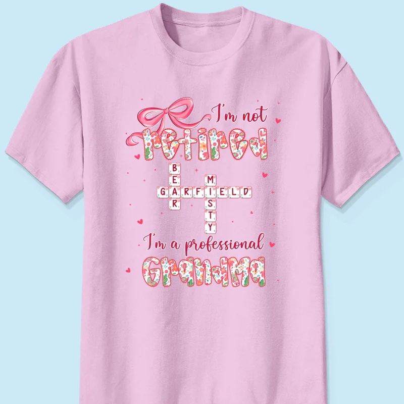 Coquette Not Retired Professional Grandma Crossword Art - Personalized Shirt - Gift For Grandma, Funny Shirt For Grandma - Image 25