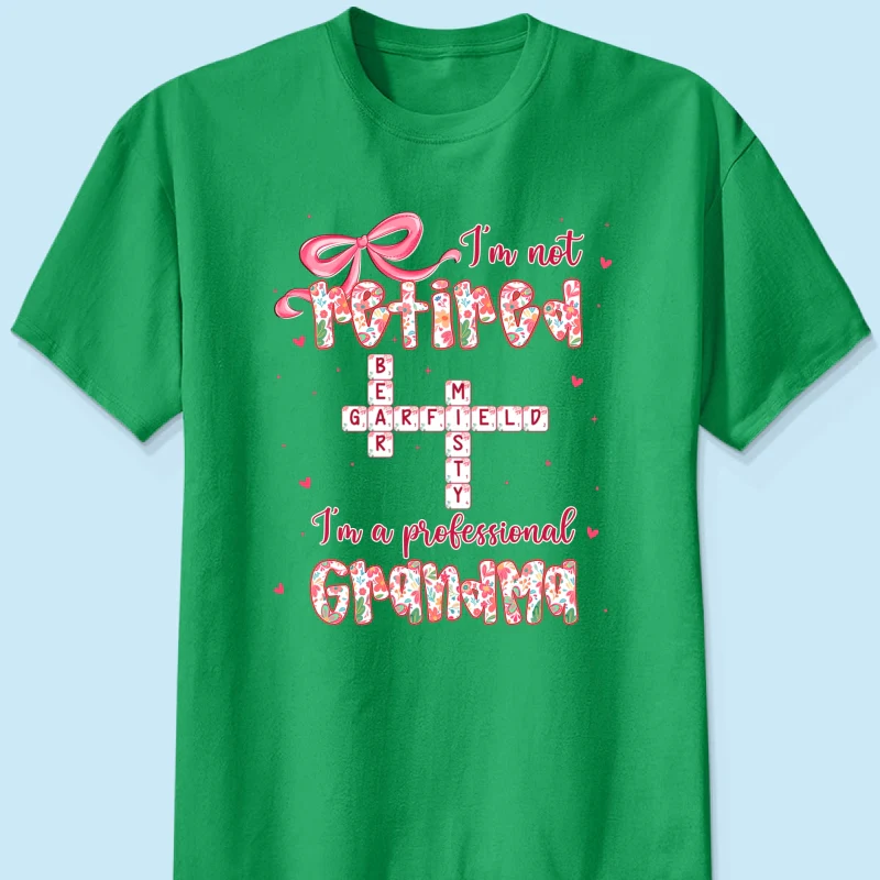 Coquette Not Retired Professional Grandma Crossword Art - Personalized Shirt - Gift For Grandma, Funny Shirt For Grandma - Image 28