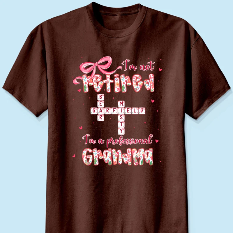 Coquette Not Retired Professional Grandma Crossword Art - Personalized Shirt - Gift For Grandma, Funny Shirt For Grandma - Image 30