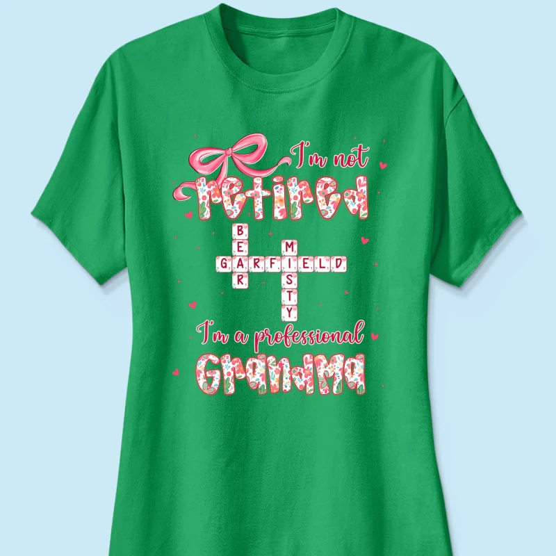 Coquette Not Retired Professional Grandma Crossword Art - Personalized Shirt - Gift For Grandma, Funny Shirt For Grandma - Image 45