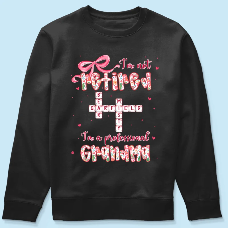 Coquette Not Retired Professional Grandma Crossword Art - Personalized Shirt - Gift For Grandma, Funny Shirt For Grandma - Image 46