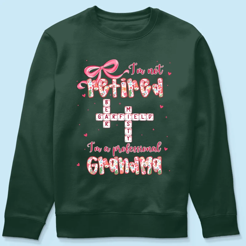 Coquette Not Retired Professional Grandma Crossword Art - Personalized Shirt - Gift For Grandma, Funny Shirt For Grandma - Image 49