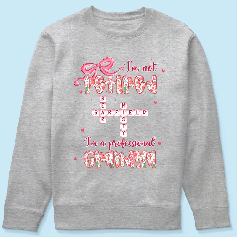 Coquette Not Retired Professional Grandma Crossword Art - Personalized Shirt - Gift For Grandma, Funny Shirt For Grandma - Image 54