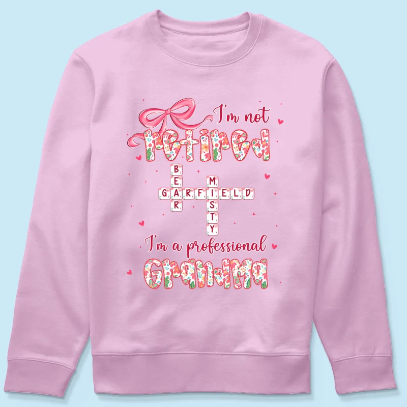 Coquette Not Retired Professional Grandma Crossword Art - Personalized Shirt - Gift For Grandma, Funny Shirt For Grandma - Image 55