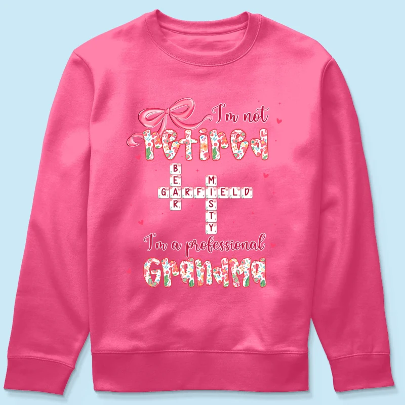 Coquette Not Retired Professional Grandma Crossword Art - Personalized Shirt - Gift For Grandma, Funny Shirt For Grandma - Image 58