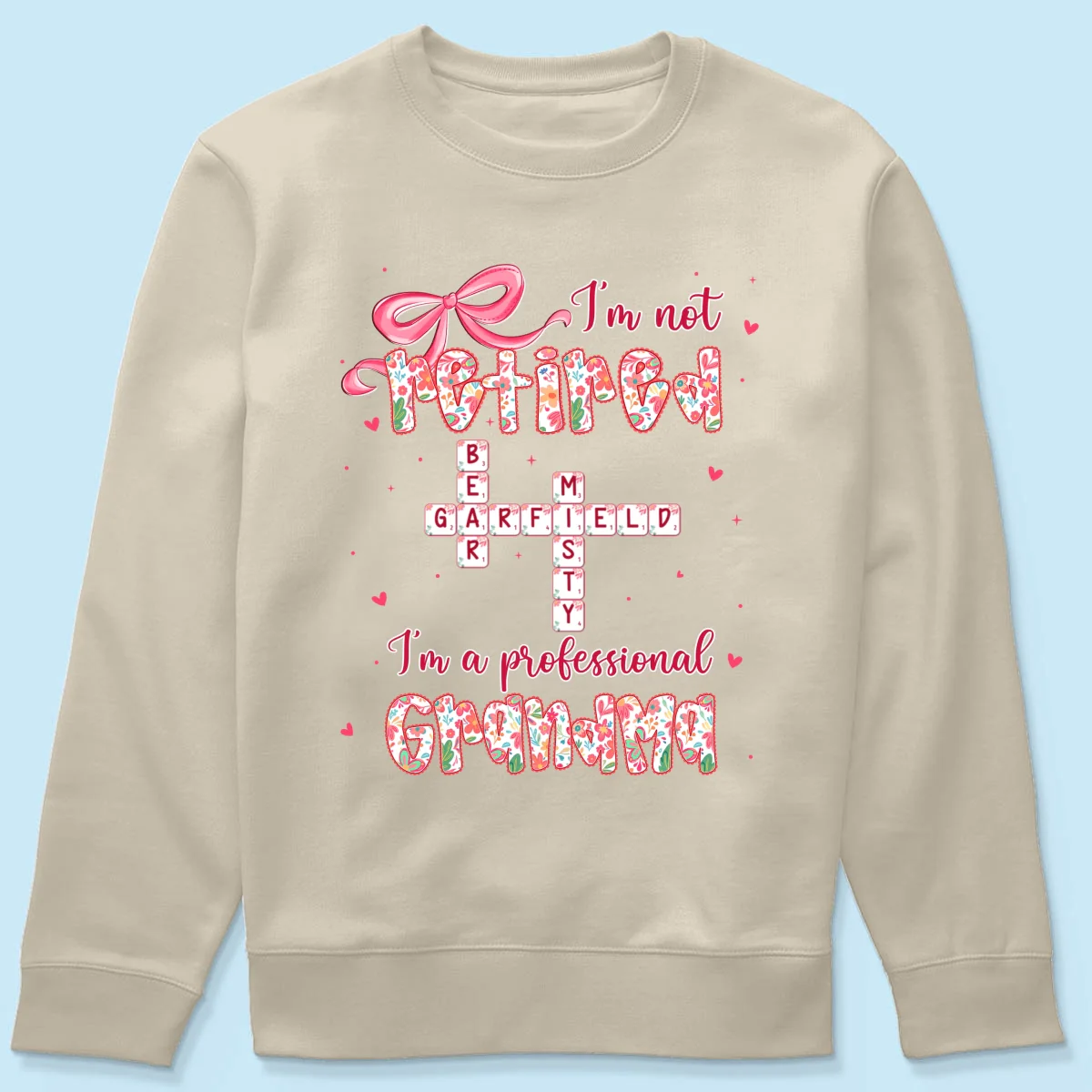 Coquette Not Retired Professional Grandma Crossword Art - Personalized Shirt - Gift For Grandma, Funny Shirt For Grandma - Image 59