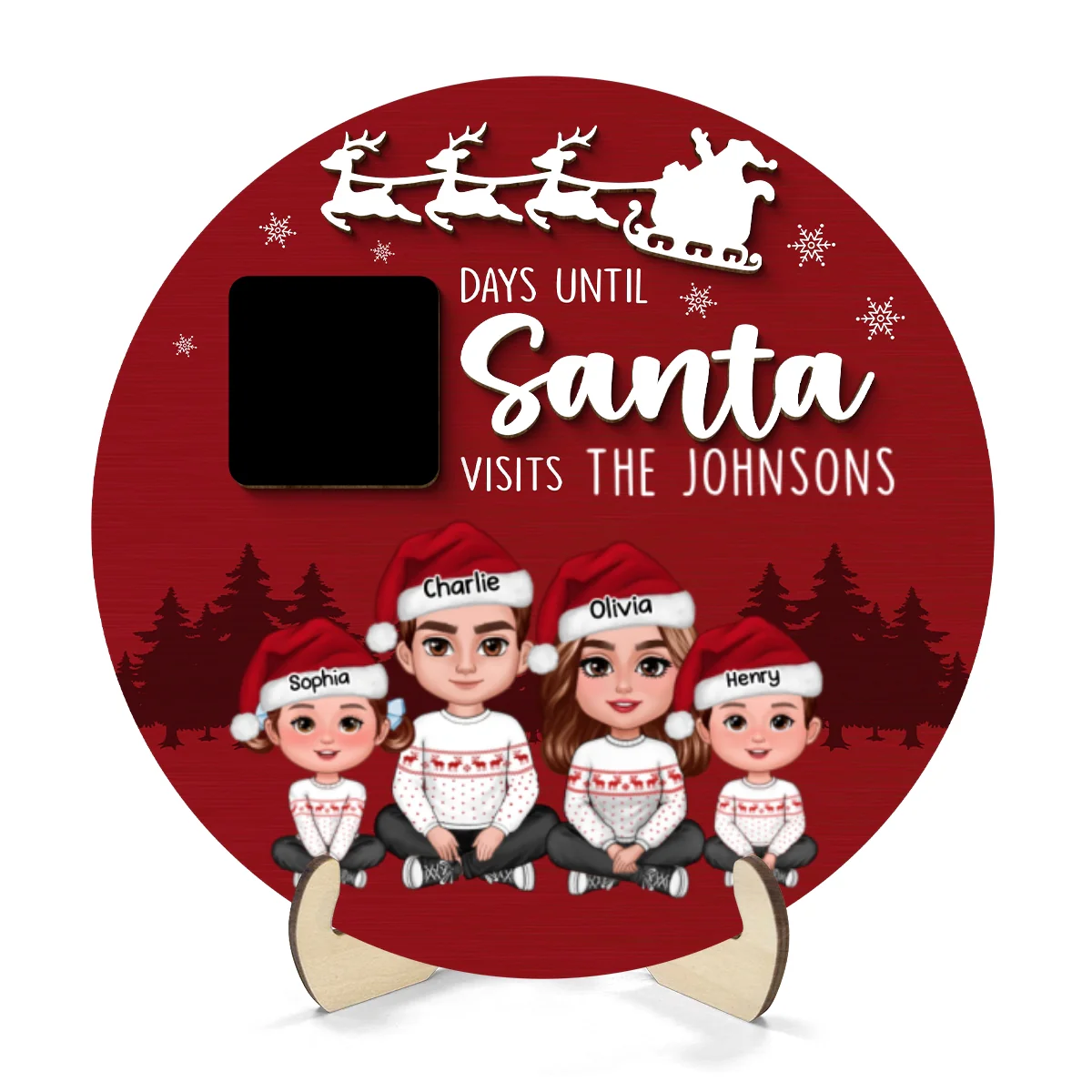 Countdown To Christmas Family Decor Personalized 2-Layer Wooden Plaque - Image 8