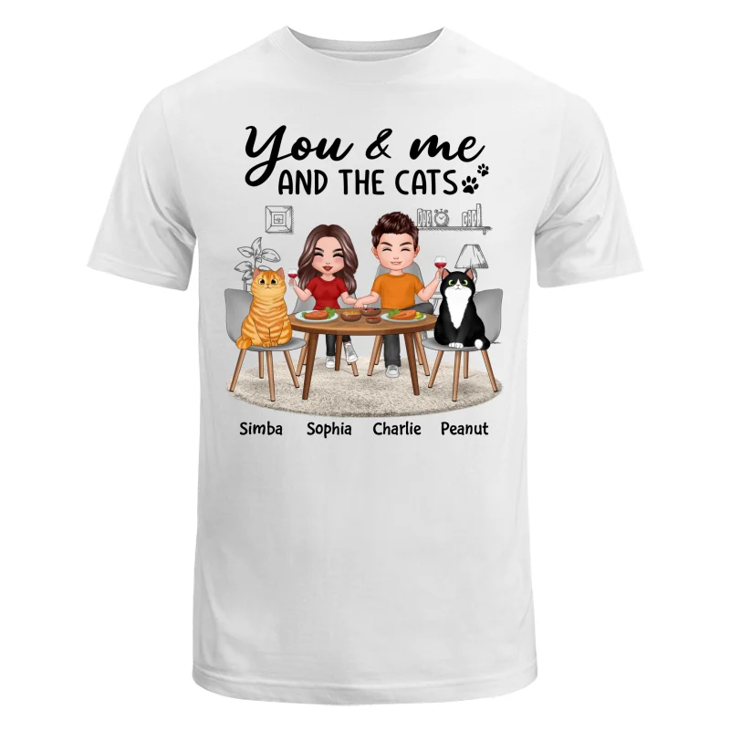 Couple And Cats Sitting At The Table Personalized Shirt - Image 5