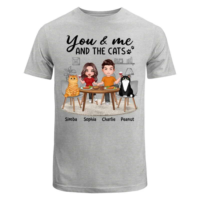 Couple And Cats Sitting At The Table Personalized Shirt - Image 6