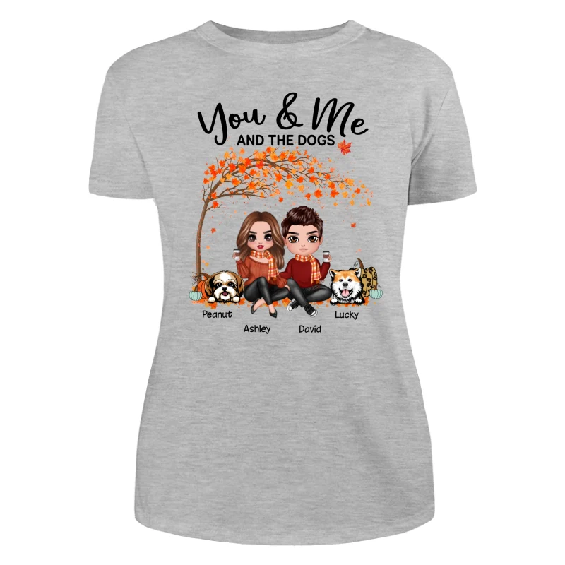 Couple And Dogs Fall Season Tree Personalized Shirt - Image 10