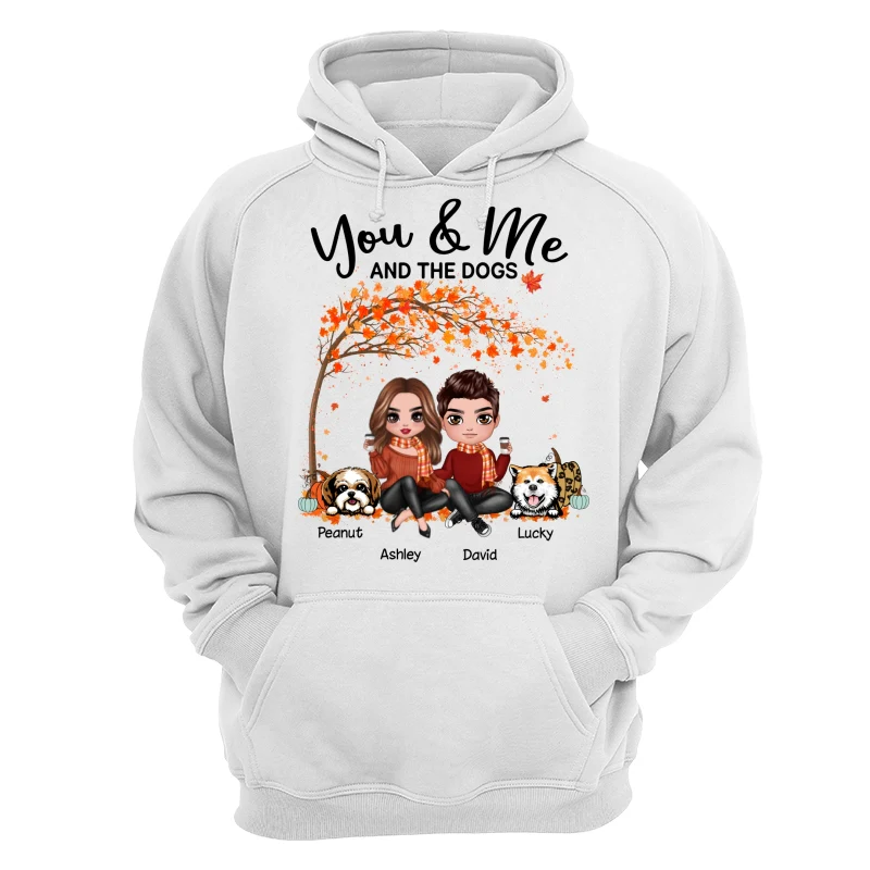 Couple And Dogs Fall Season Tree Personalized Shirt - Image 13