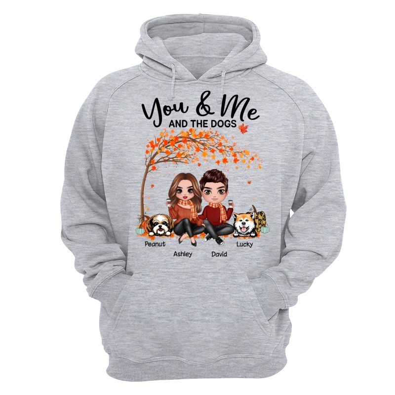 Couple And Dogs Fall Season Tree Personalized Shirt - Image 14