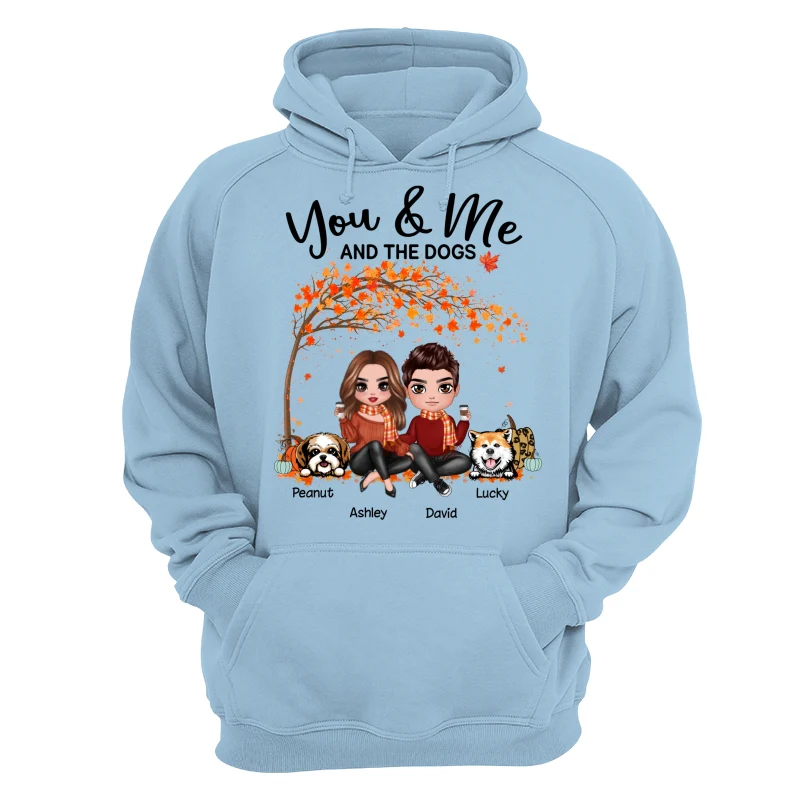 Couple And Dogs Fall Season Tree Personalized Shirt - Image 16