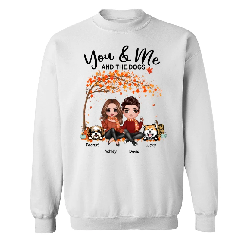Couple And Dogs Fall Season Tree Personalized Shirt - Image 17