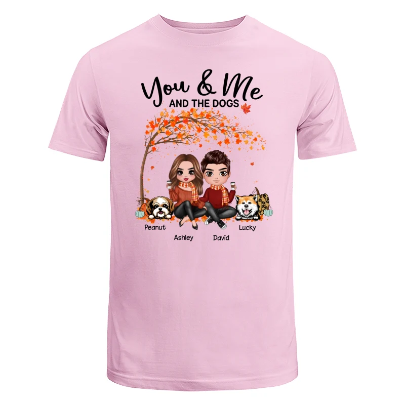 Couple And Dogs Fall Season Tree Personalized Shirt - Image 7