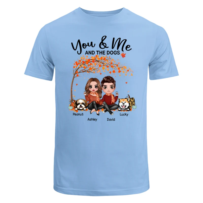 Couple And Dogs Fall Season Tree Personalized Shirt - Image 8