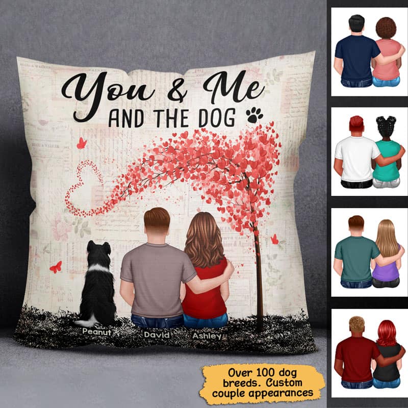 Couple And Dogs Heart Tree Personalized Pillow - Image 2