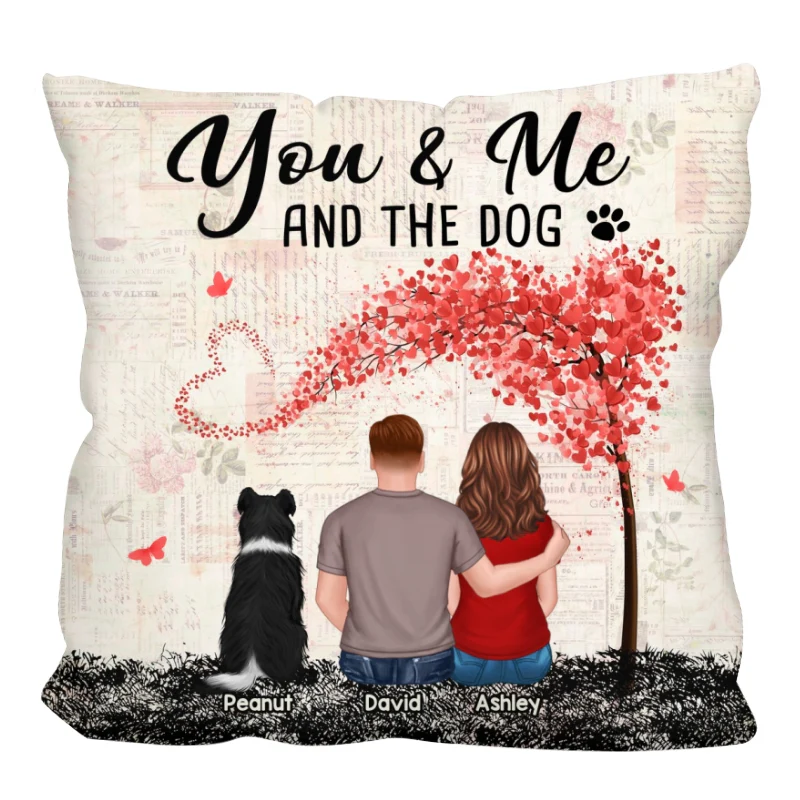 Couple And Dogs Heart Tree Personalized Pillow - Image 3