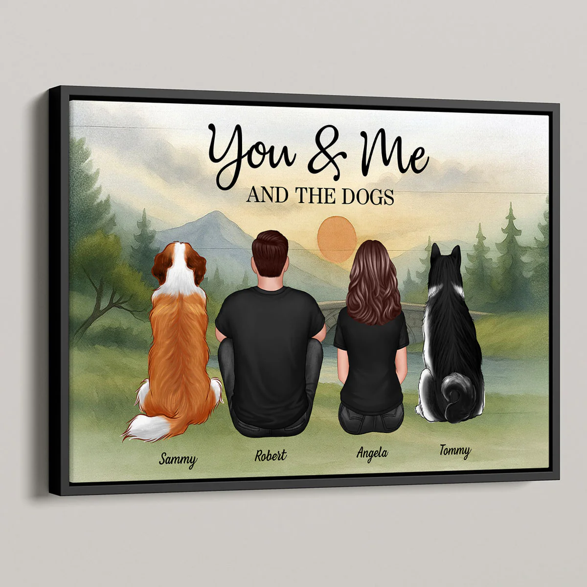 Couple And Dogs Retro Mountain Personalized Poster - Image 2