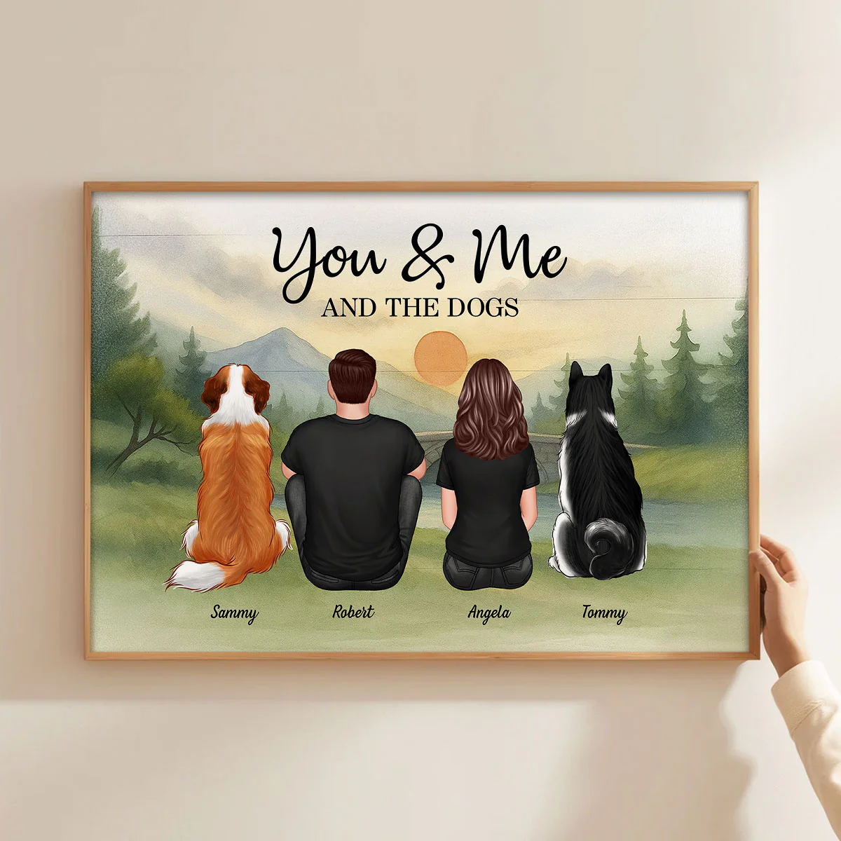 Couple And Dogs Retro Mountain Personalized Poster - Image 6