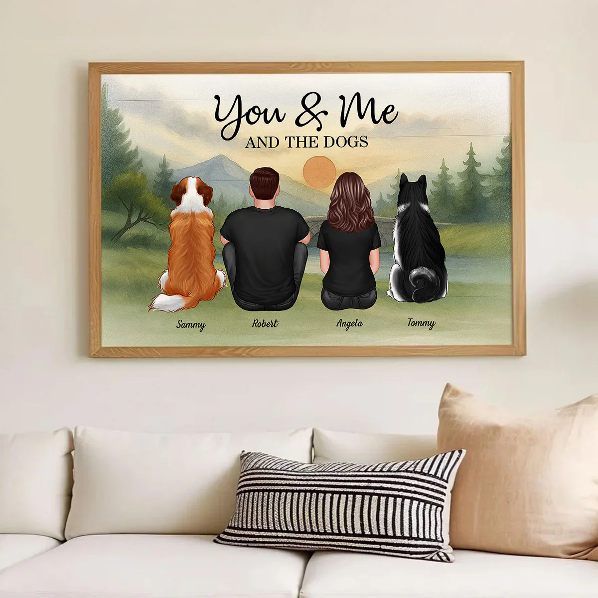 Couple And Dogs Retro Mountain Personalized Poster - Image 8