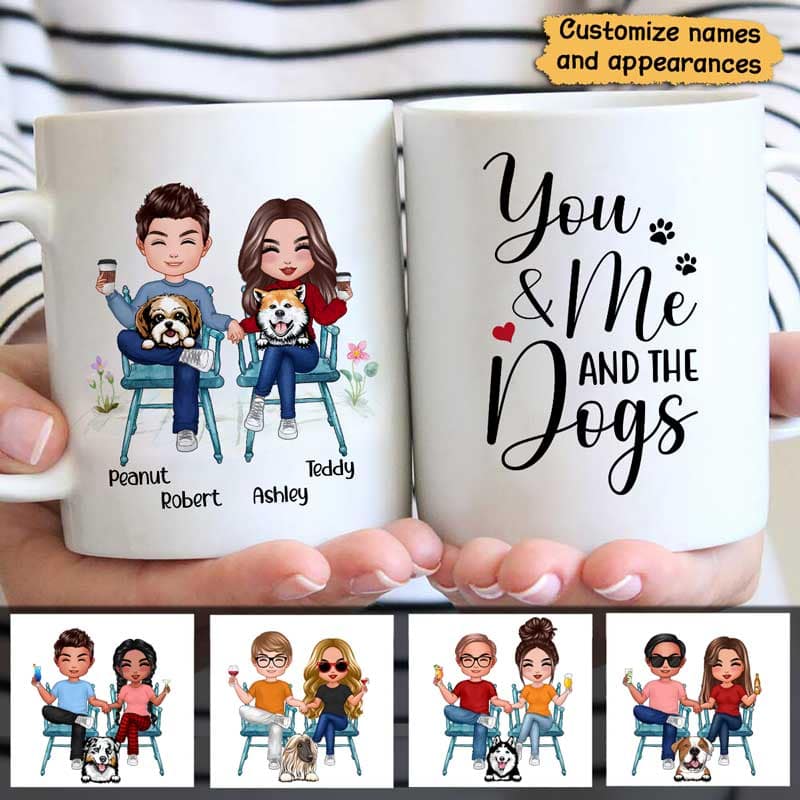 Couple And Dogs Sitting Personalized Mug - Image 3