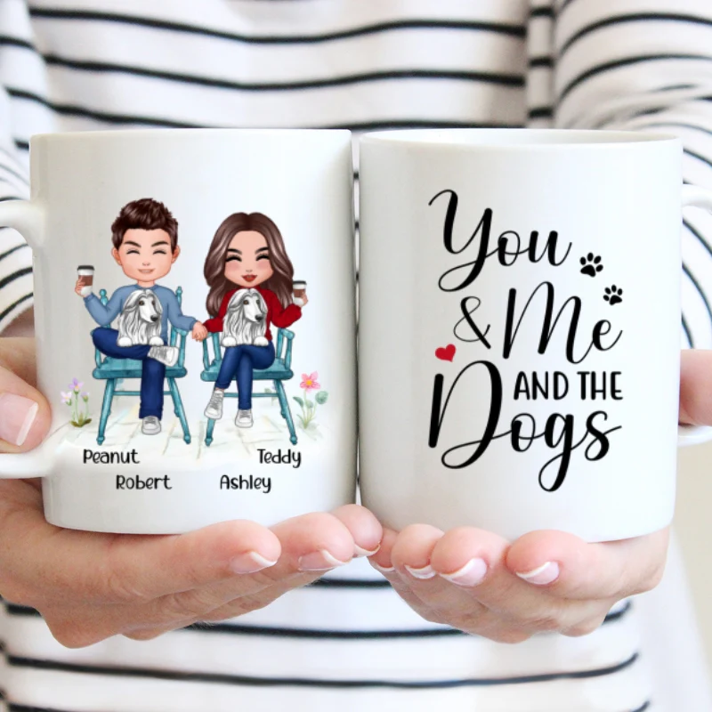 Couple And Dogs Sitting Personalized Mug - Image 5