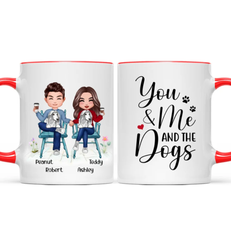 Couple And Dogs Sitting Personalized Mug - Image 8
