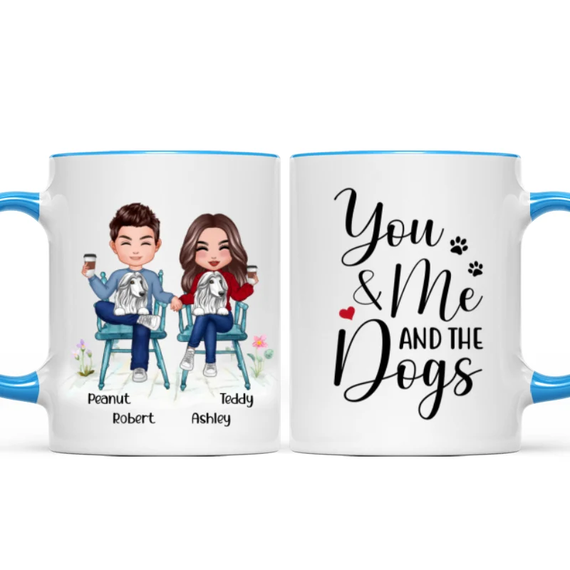 Couple And Dogs Sitting Personalized Mug - Image 9