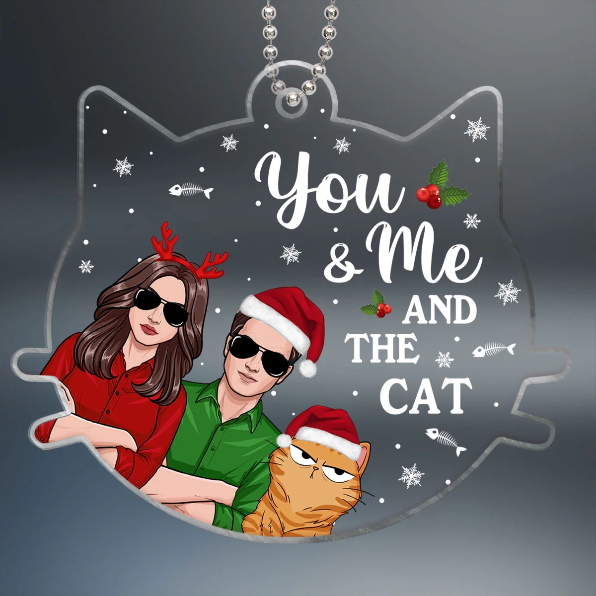 Couple And The Cats Funny Expressions Personalized Acrylic Ornament - Image 2