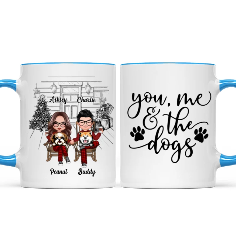 Couple And The Dogs Front Porch Personalized Christmas Mug - Image 6