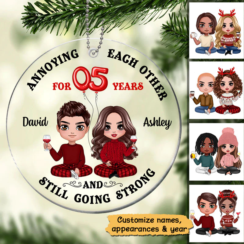 Couple Anniversary Balloon Personalized Acrylic Ornament - Image 2
