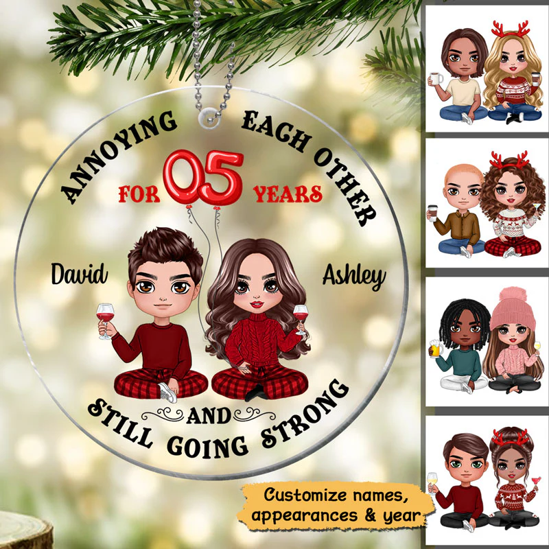 Couple Anniversary Balloon Personalized Acrylic Ornament - Image 3