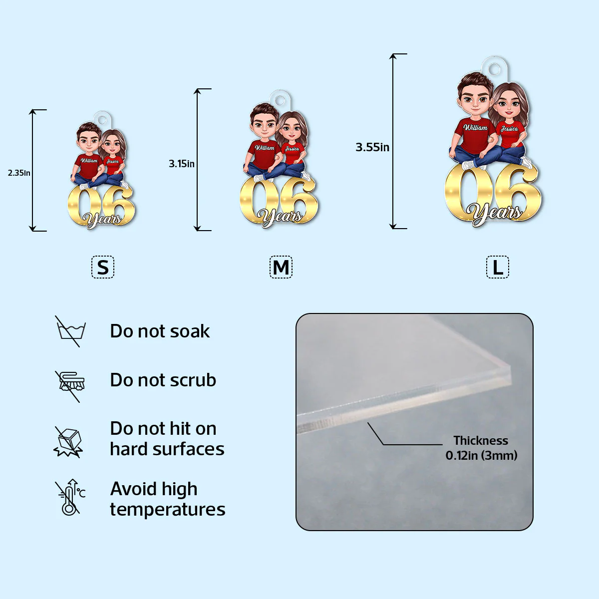 Couple Anniversary Sitting On Number Personalized Acrylic Keychain - Image 4
