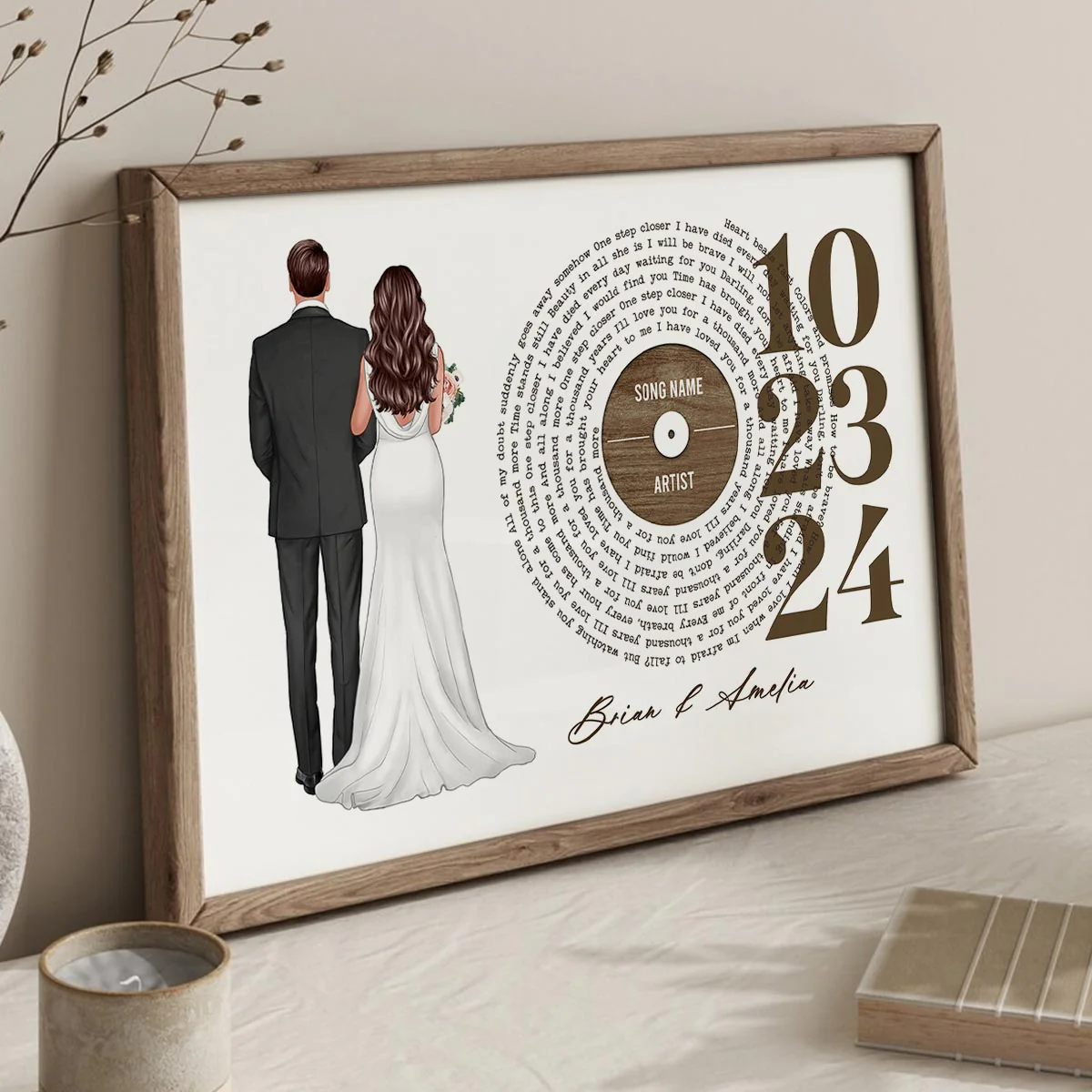 Couple Anniversay Date Custom Vinyl Lyrics Personalized Poster, Wedding Song Dance, Gift for her & for him - Image 6