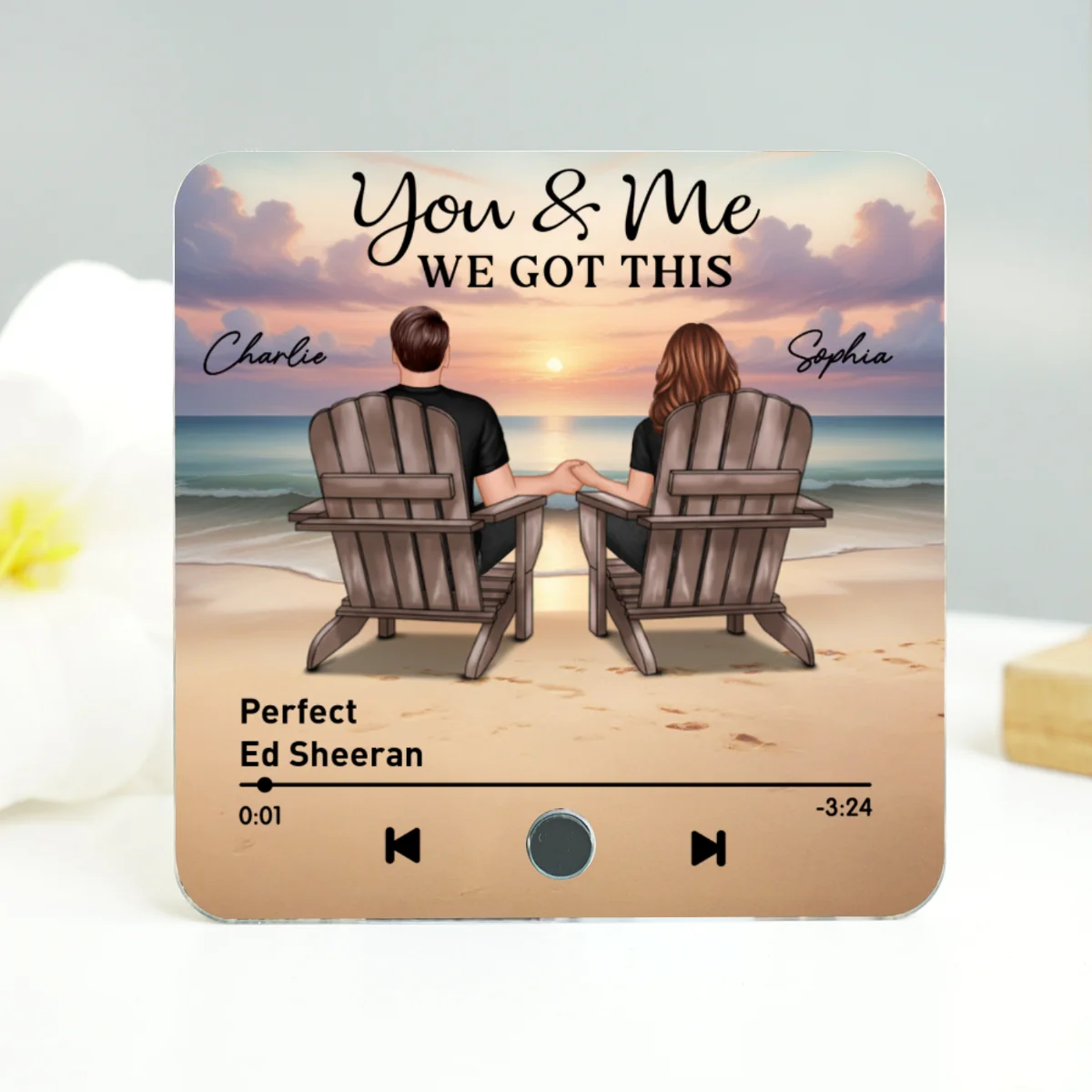 Couple Back View At Beach Favorite Song Personalized Music Fridge Magnet, Gift For Couple - Image 10