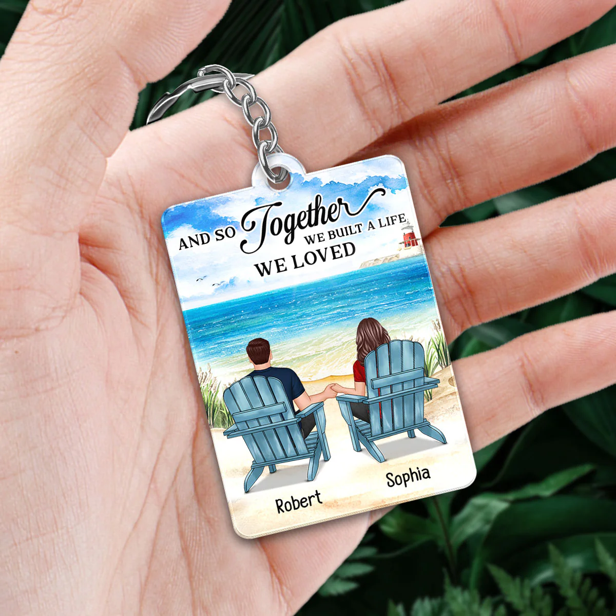 Couple Back View At Beach Favorite Song Scannable QR Code Personalized Acrylic Keychain - Image 2