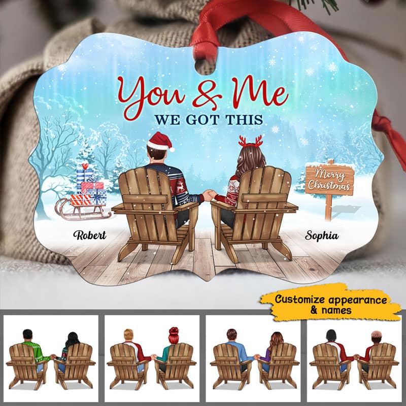Couple Back View Christmas Personalized Christmas Ornament - Image 2