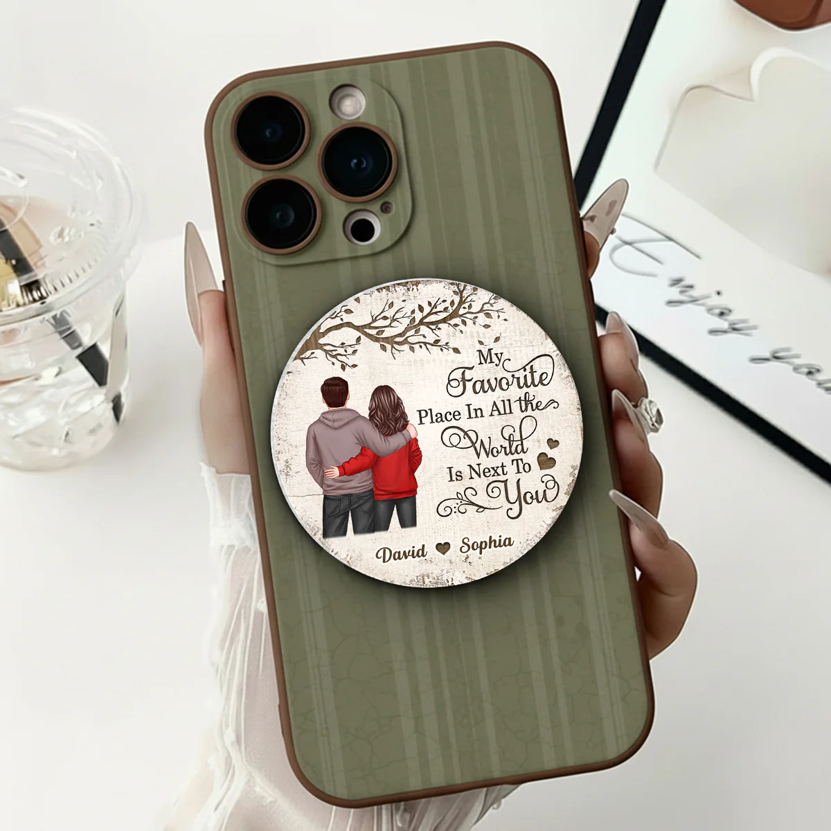 Couple Back View Favorite Place In The World - Personalized Acrylic Magnetic Phone Grip - Anniversary, Valentine's Day Gift, Gift For Her, Gift For Him - Image 11