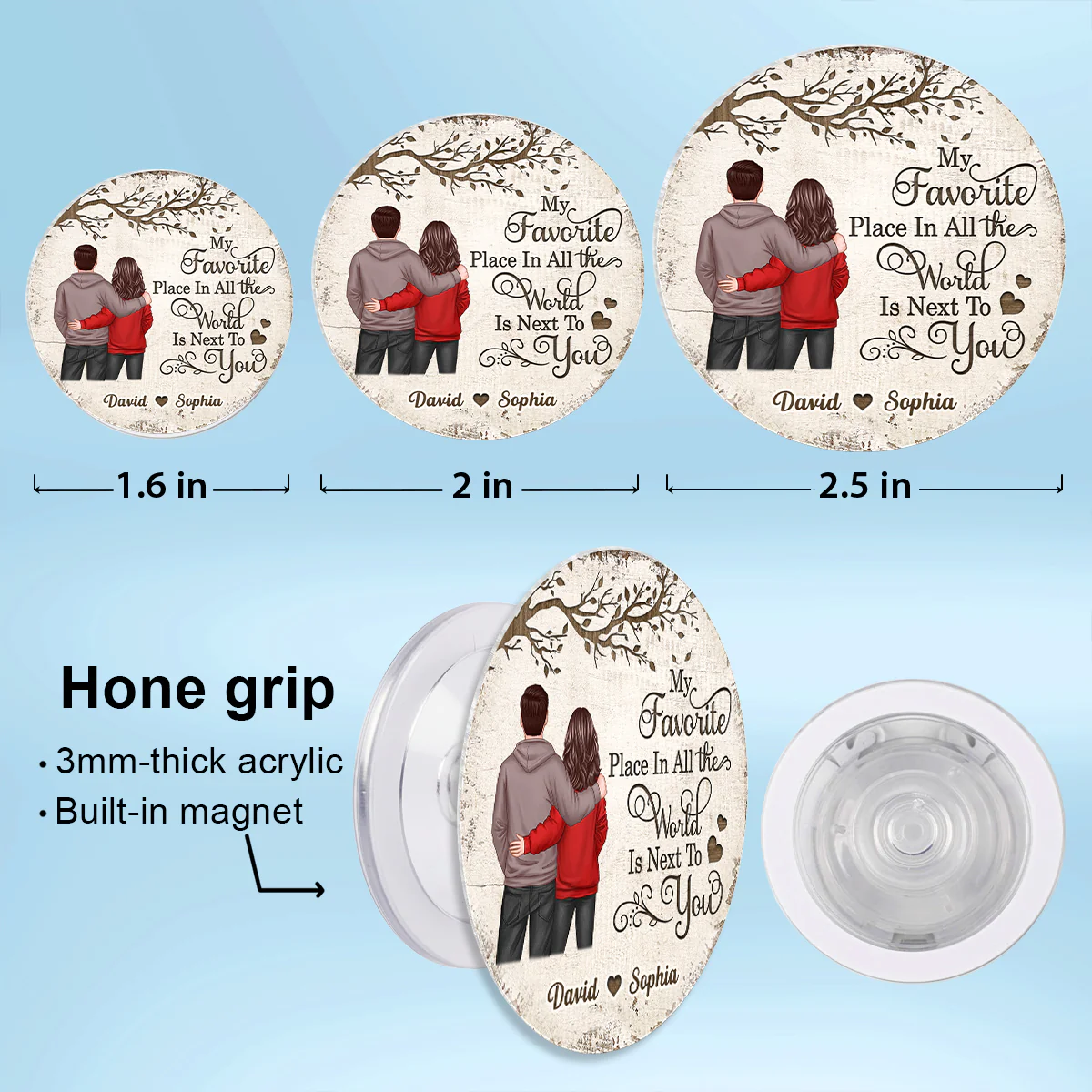 Couple Back View Favorite Place In The World - Personalized Acrylic Magnetic Phone Grip - Anniversary, Valentine's Day Gift, Gift For Her, Gift For Him - Image 12