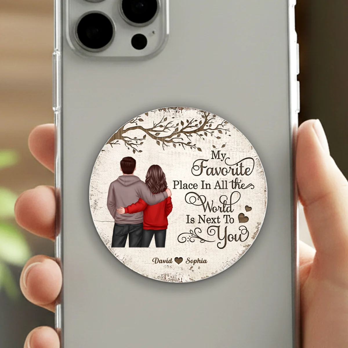 Couple Back View Favorite Place In The World - Personalized Acrylic Magnetic Phone Grip - Anniversary, Valentine's Day Gift, Gift For Her, Gift For Him - Image 17