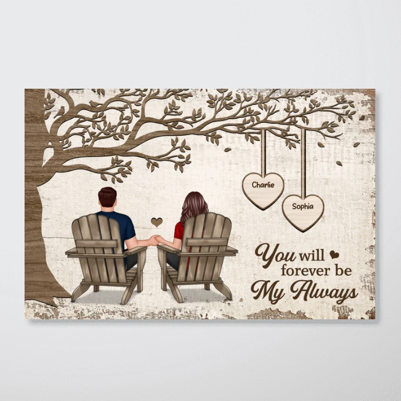 Couple Back View Sitting Under Tree Personalized Poster, Perfect Anniversary Gift For Him, For Her - Image 6