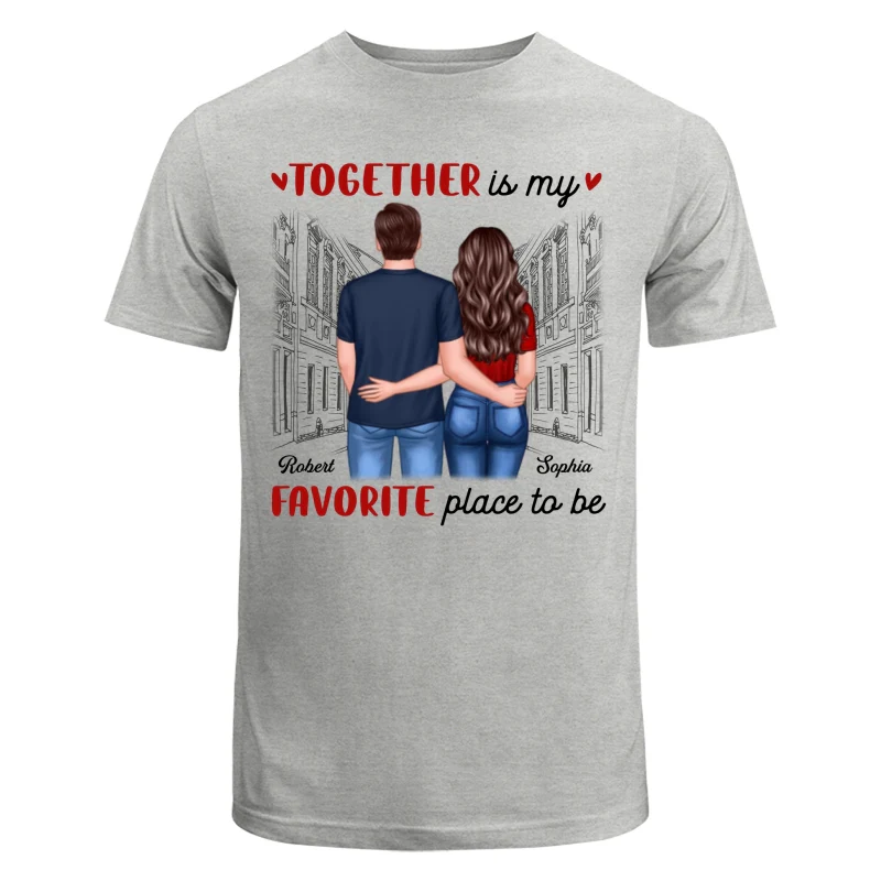 Couple Back View Standing Road Valentine‘s Day Gift Personalized Shirt - Image 2