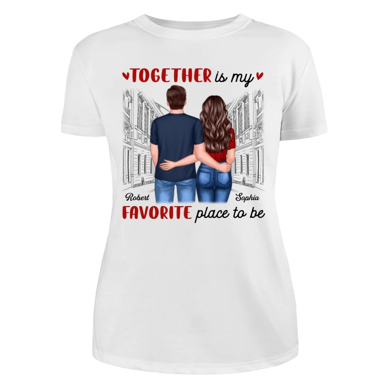 Couple Back View Standing Road Valentine‘s Day Gift Personalized Shirt - Image 5