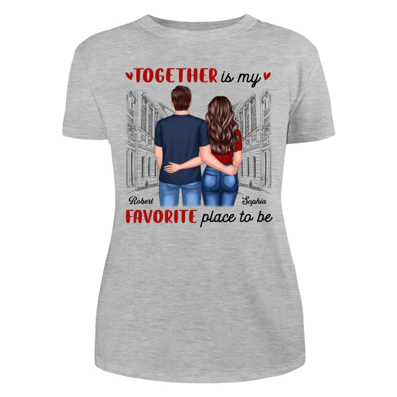 Couple Back View Standing Road Valentine‘s Day Gift Personalized Shirt - Image 6