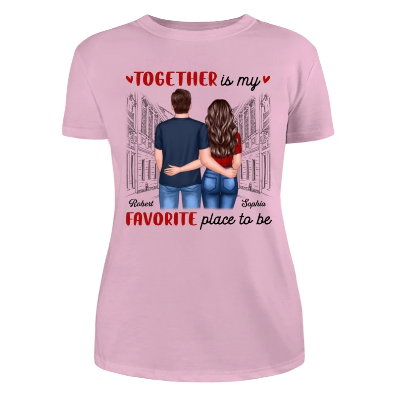 Couple Back View Standing Road Valentine‘s Day Gift Personalized Shirt - Image 7