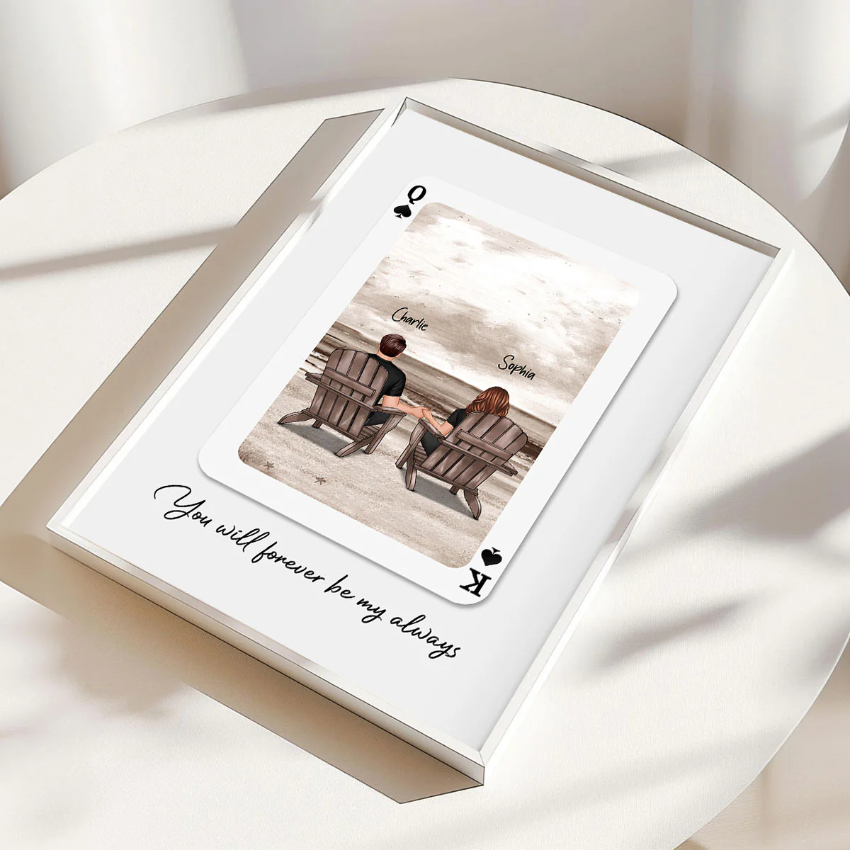 Couple Beach Landscape Playing Cards Print Personalized Poster, Gift For Her, Unique Couples Gift, Romantic Gift - Image 4